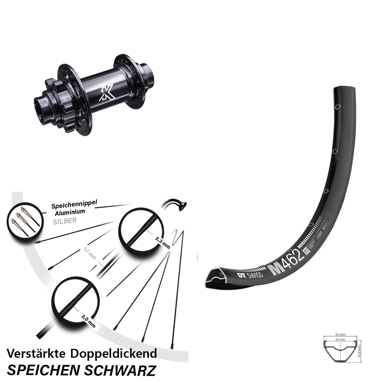 DT Swiss M 462 KX-M Steckachse 650B Disc Laufrad 20x110 (DH alt)