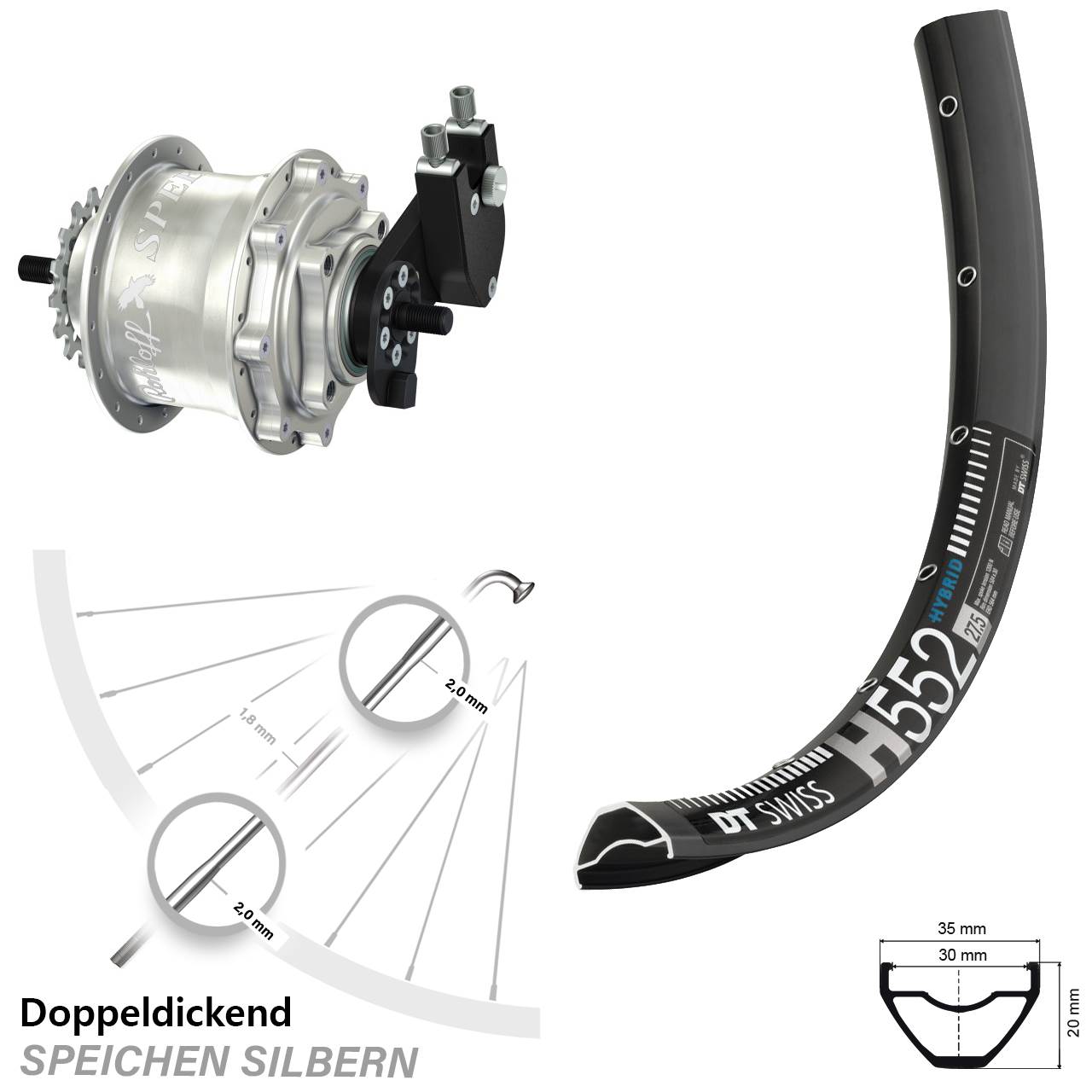 29 Zoll DT Swiss H 552 Rohloff TS DB OEM Tandem