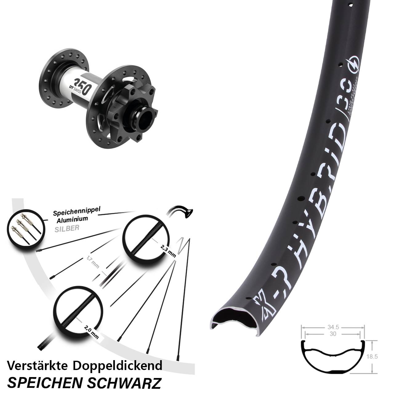 Disc Vorderrad 29 Zoll KX-R Hybrid 30 DT Swiss 350 12x100
