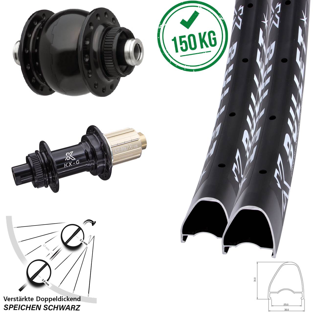 KX-G Bullet OS SONdelux 28-29 Zoll Disc Laufrad-Satz 12x100/142 8-12 fach HG