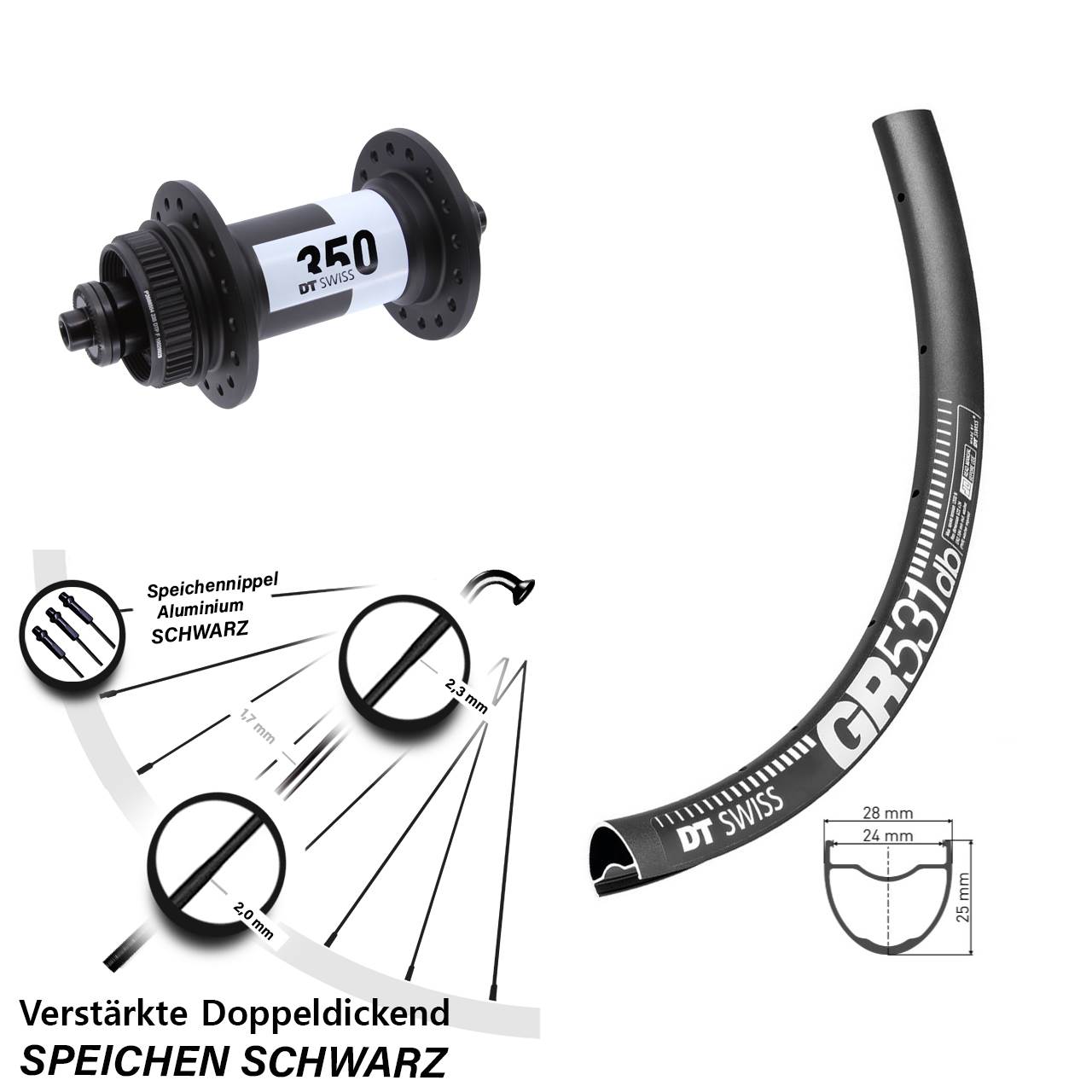 Centerlock Vorderrad 28 Zoll DT Swiss GR 531-350 QR