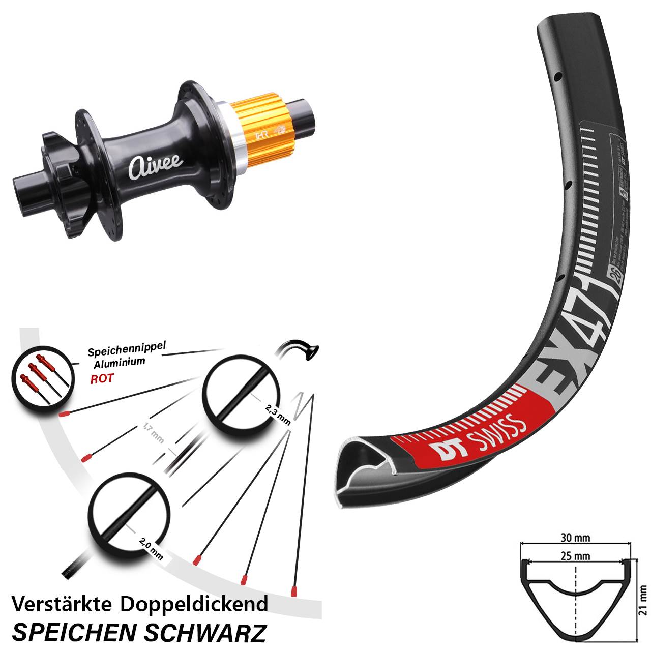 Disc Hinterrad 29 Zoll DT Swiss EX 471 Aivee Classic Shimano Micro Spline 12x148