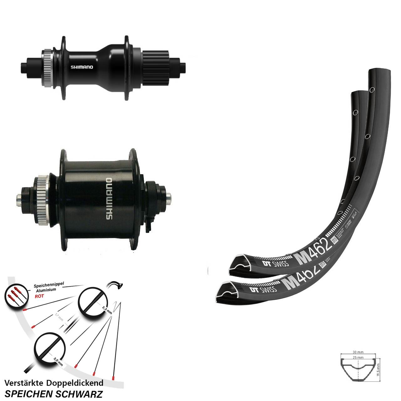 DT Swiss M462 Shimano DH-UR700-3D FH-QC500 27,5 Zoll Disc Laufradsatz QR Micro Spline