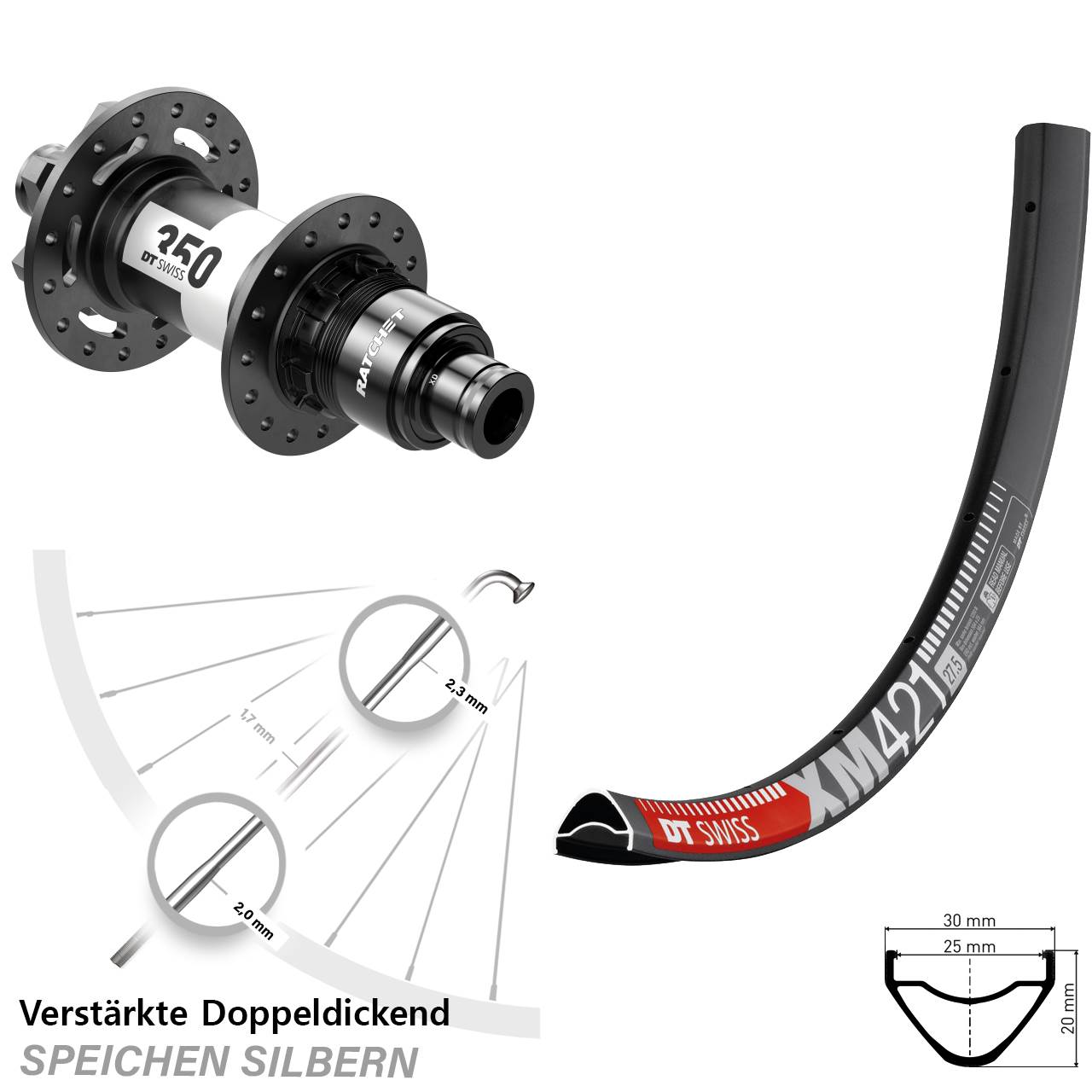 29 Zoll Laufrad 12x142 DT Swiss XM 421-350 Ratchet 36 Disc Sram XD 11-12 fach