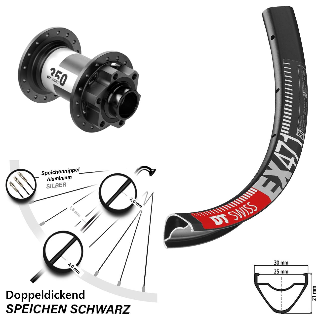 Vorderrad 6-Loch 20x110 Boost 29 Zoll DT Swiss EX471 350