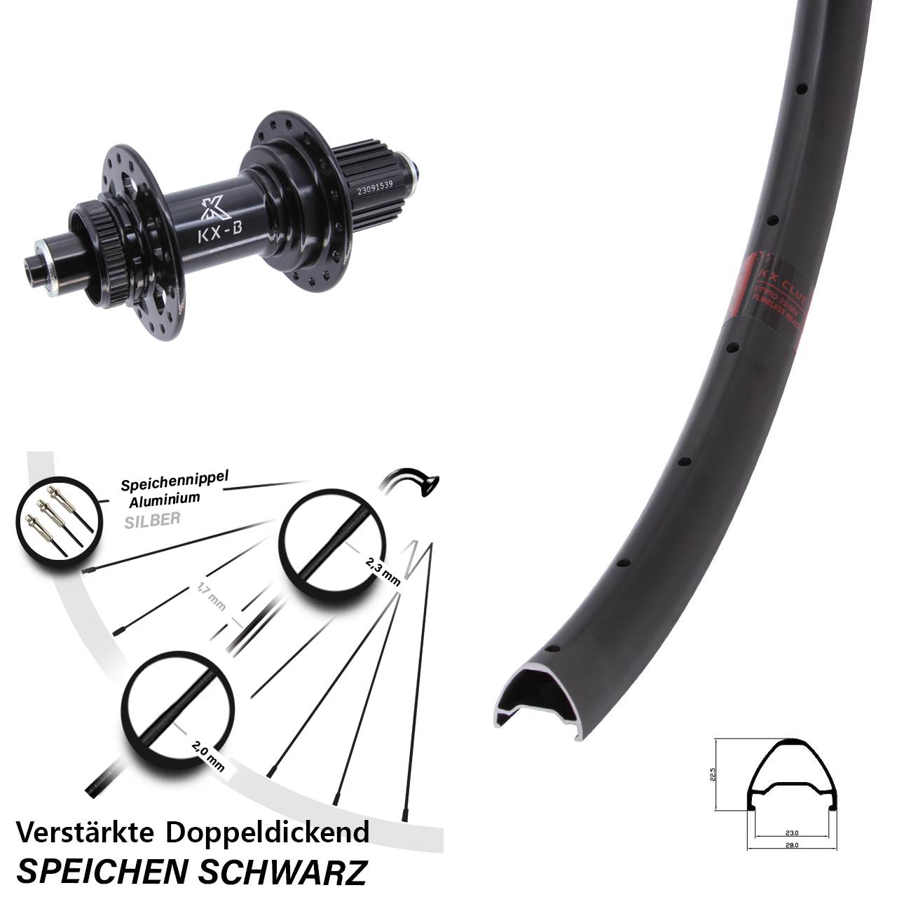 29 Zoll KX-B Clue Centerlock Hinterrad für Schnellspanner Boost Micro Spline