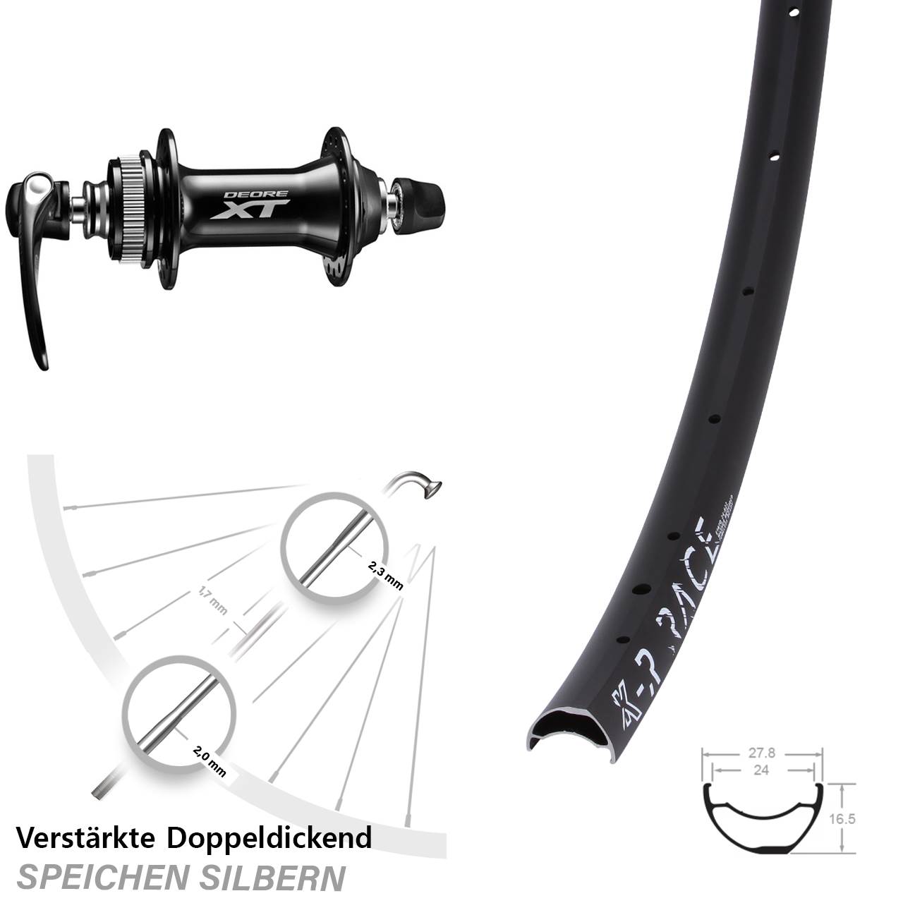28-29 Zoll KX-R Race Shimano HB-M8000 Disc Laufrad QR