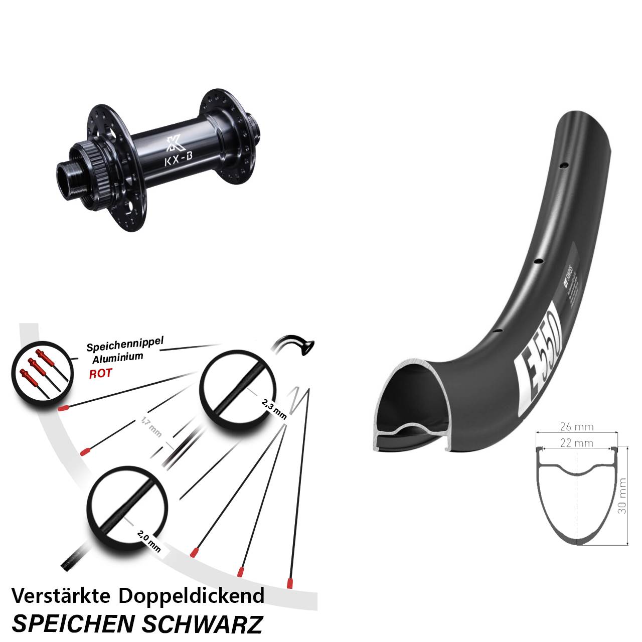 Boost Disc Vorderrad 12x110 28 Zoll DT Swiss E 550 KX-B Gravel