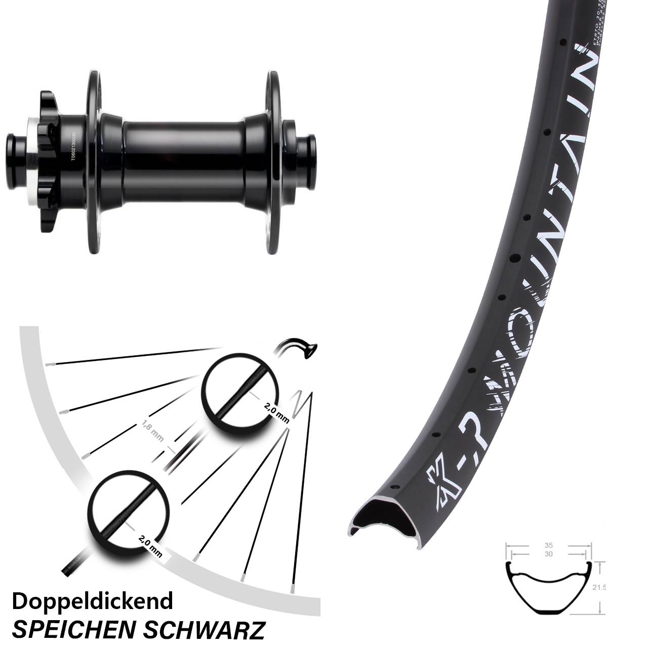 KX-R Mountain 30-622 ETRTO Vorderrad 29 Zoll Novatec Boost 6-loch MTB