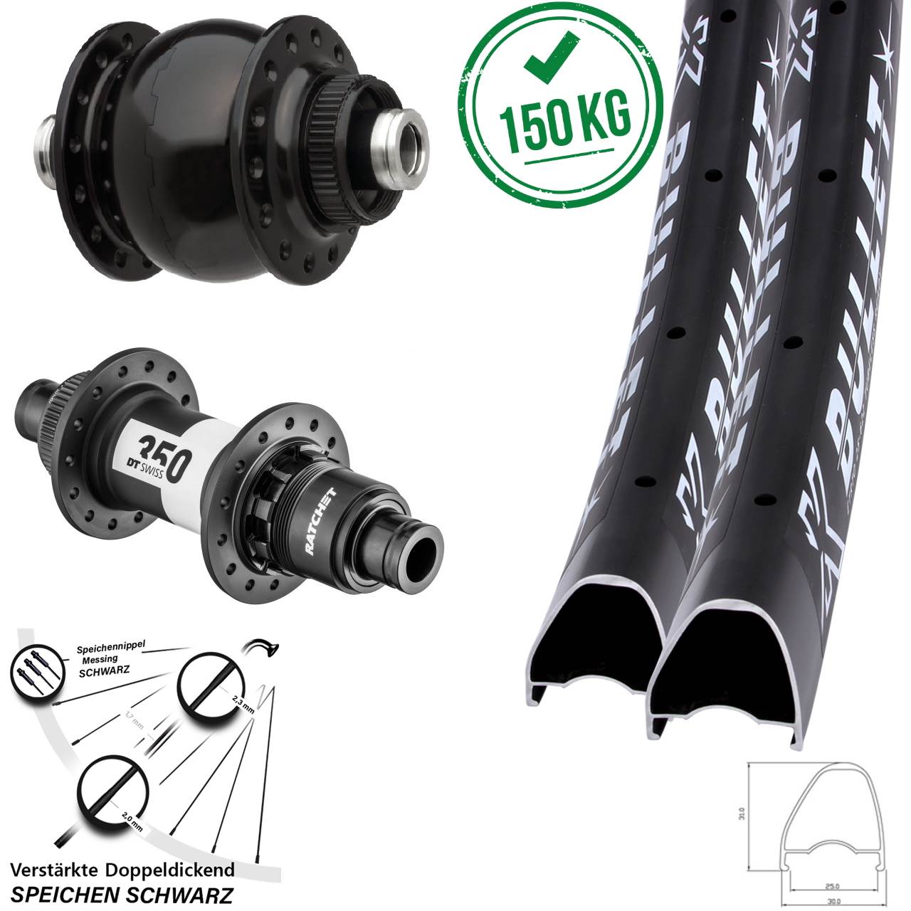 Laufradsatz Centerlock 12x100/142 29 Zoll KX Bullet OS DT Swiss 350 SON 28 SRAM XDR