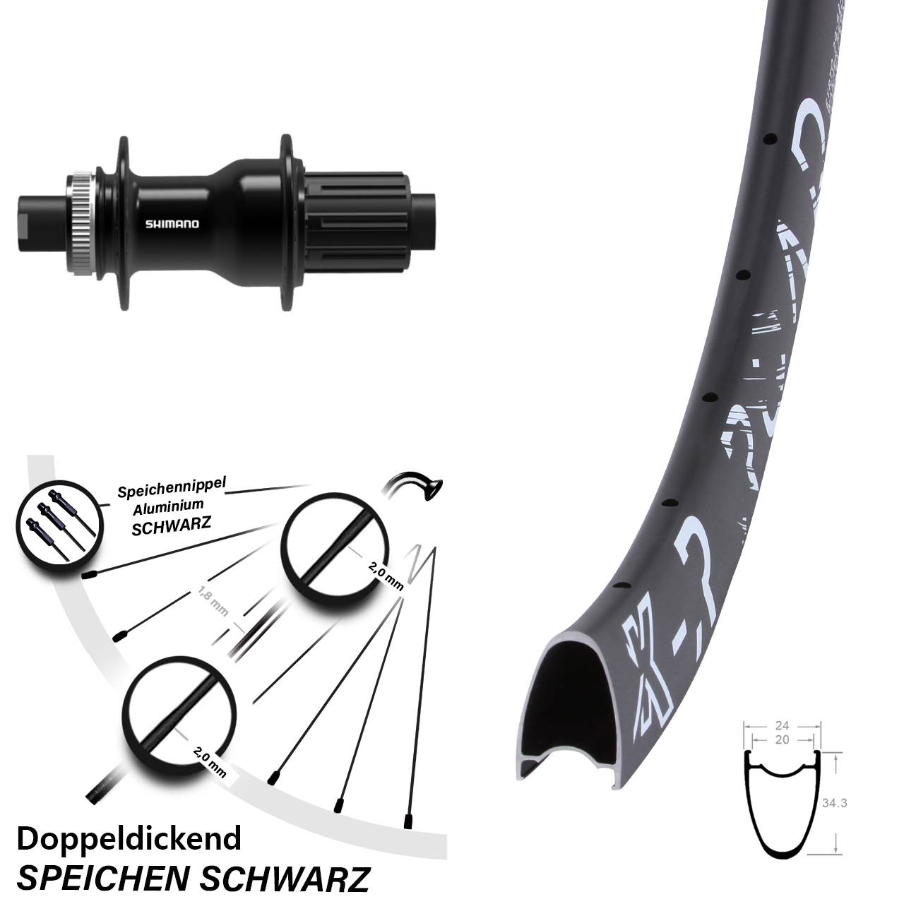 Disc Hinterrad 28 Zoll KX-R Road Shimano FH-TC500 11-12 fach 12x142