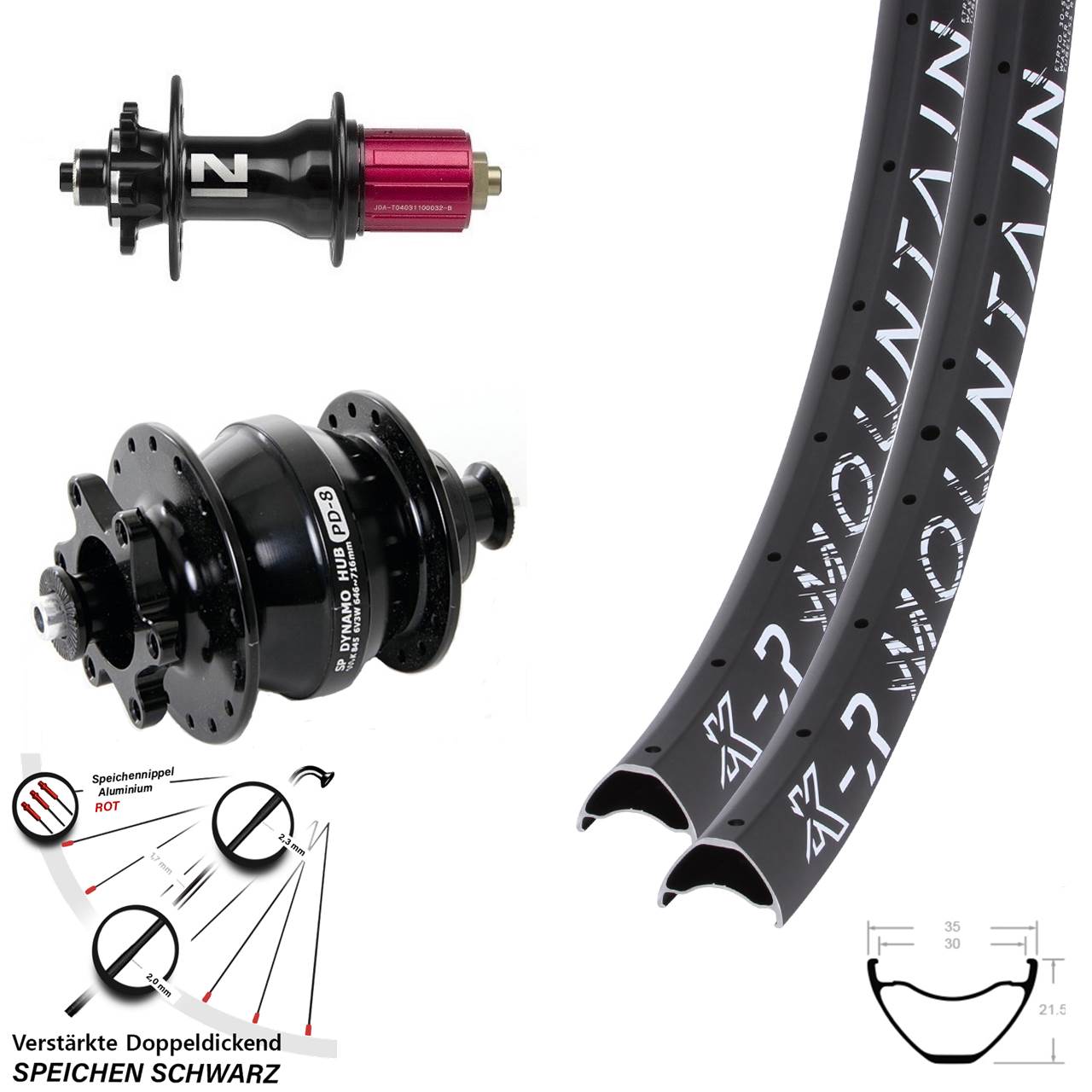 650B Laufradsatz KX-R Mountain Novatec D792SB Disc 6-Loch Shutter PD-8 8-12 fach HG QR