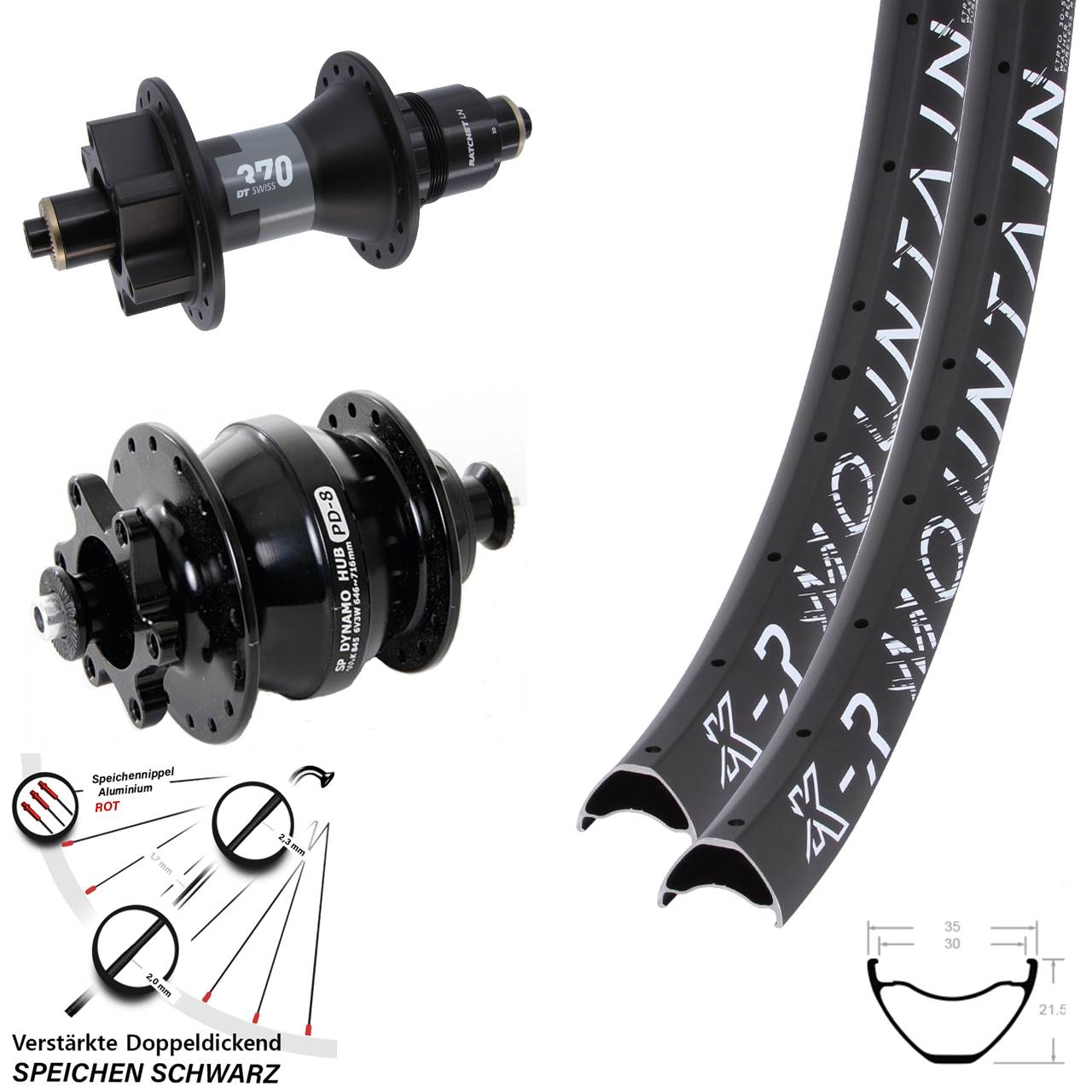 Disc Laufradsatz 29 Zoll KX-R Mountain DT Swiss 370 Shutter PD-8 SRAM XD QR