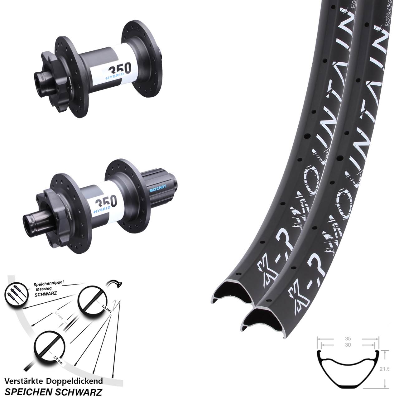 6-Loch Laufradsatz 29 Zoll KX-R Mountain DT Swiss 350 Hybrid 8-11 fach HG Boost