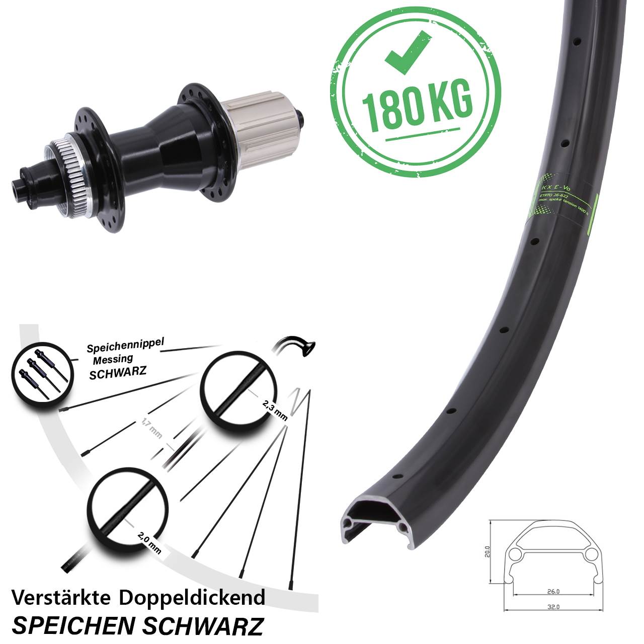 Hinterrad Centerlock 27,5 Zoll KX Evo Novatec CL135 8-12 fach für Schnellspanner