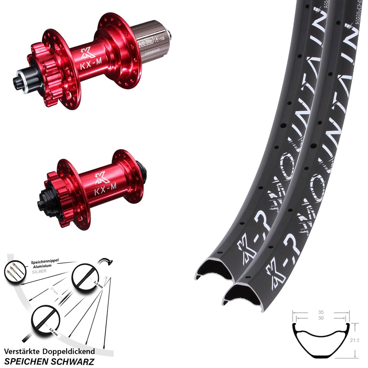 KX-R Mountain rot 29 Zoll Disc Laufradsatz QR 8-12 fach