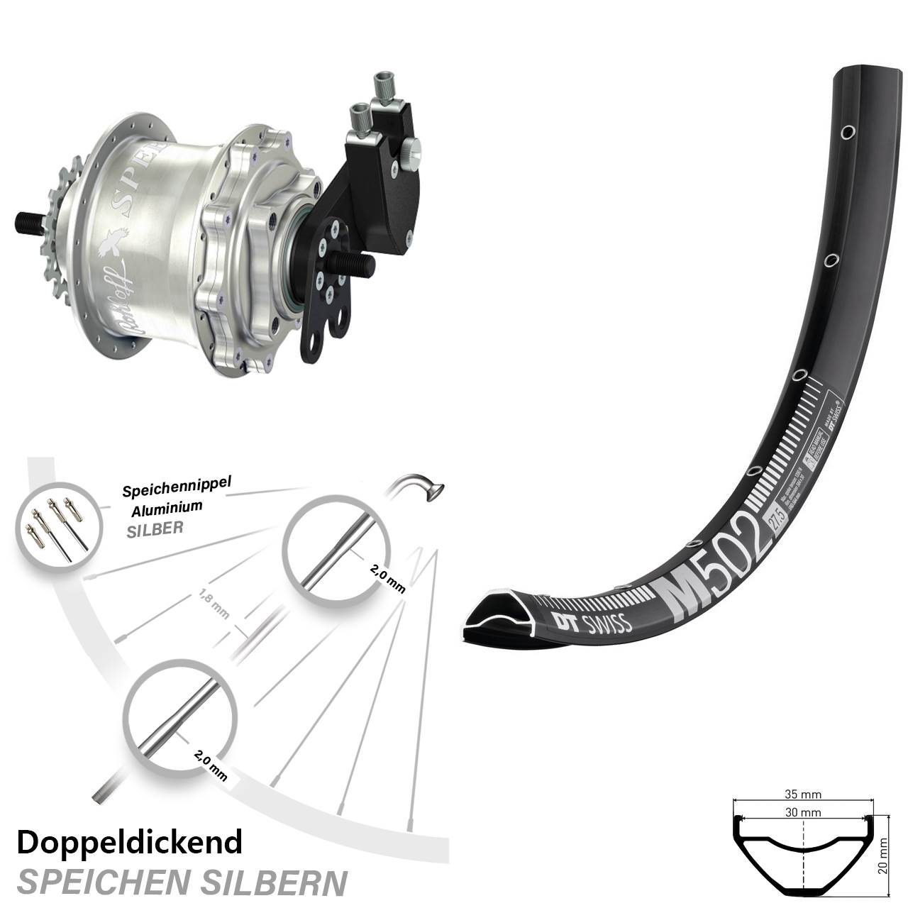 Disc Hinterrrad 27,5 Zoll DT Swiss M502 Rohloff Speedhub TS DB