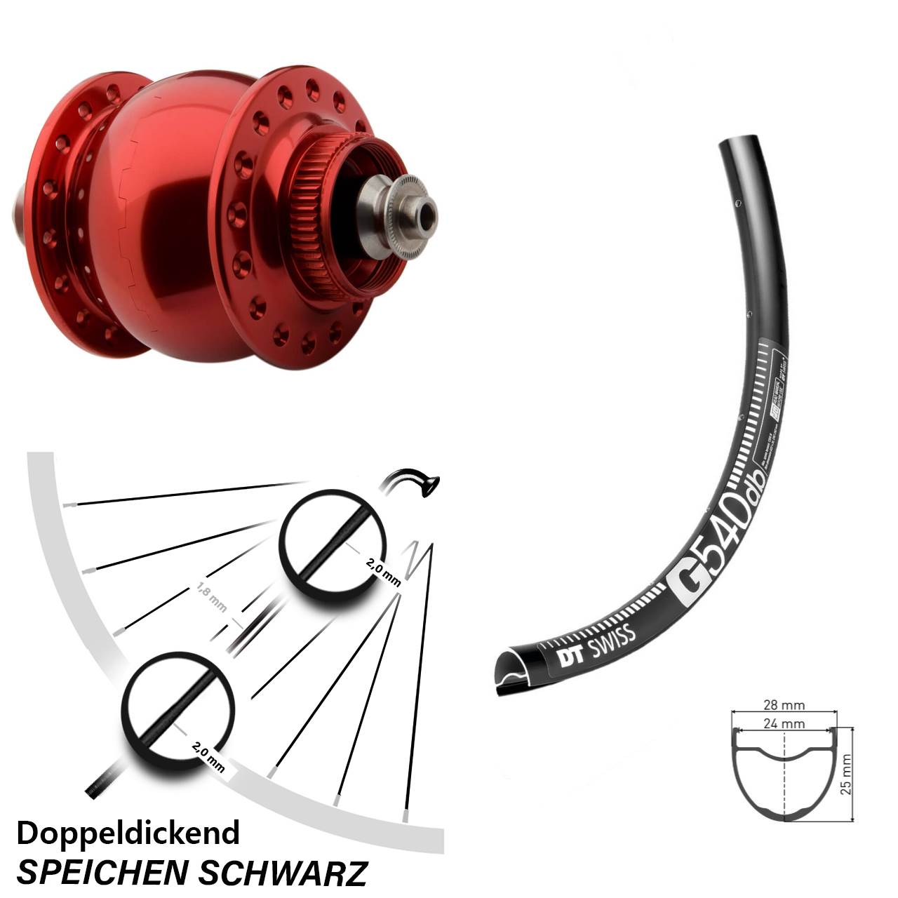 Son Delux Disk Centerlock schwarz DT Swiss G 540 Fahrrad-Laufrad 28, 29 Zoll