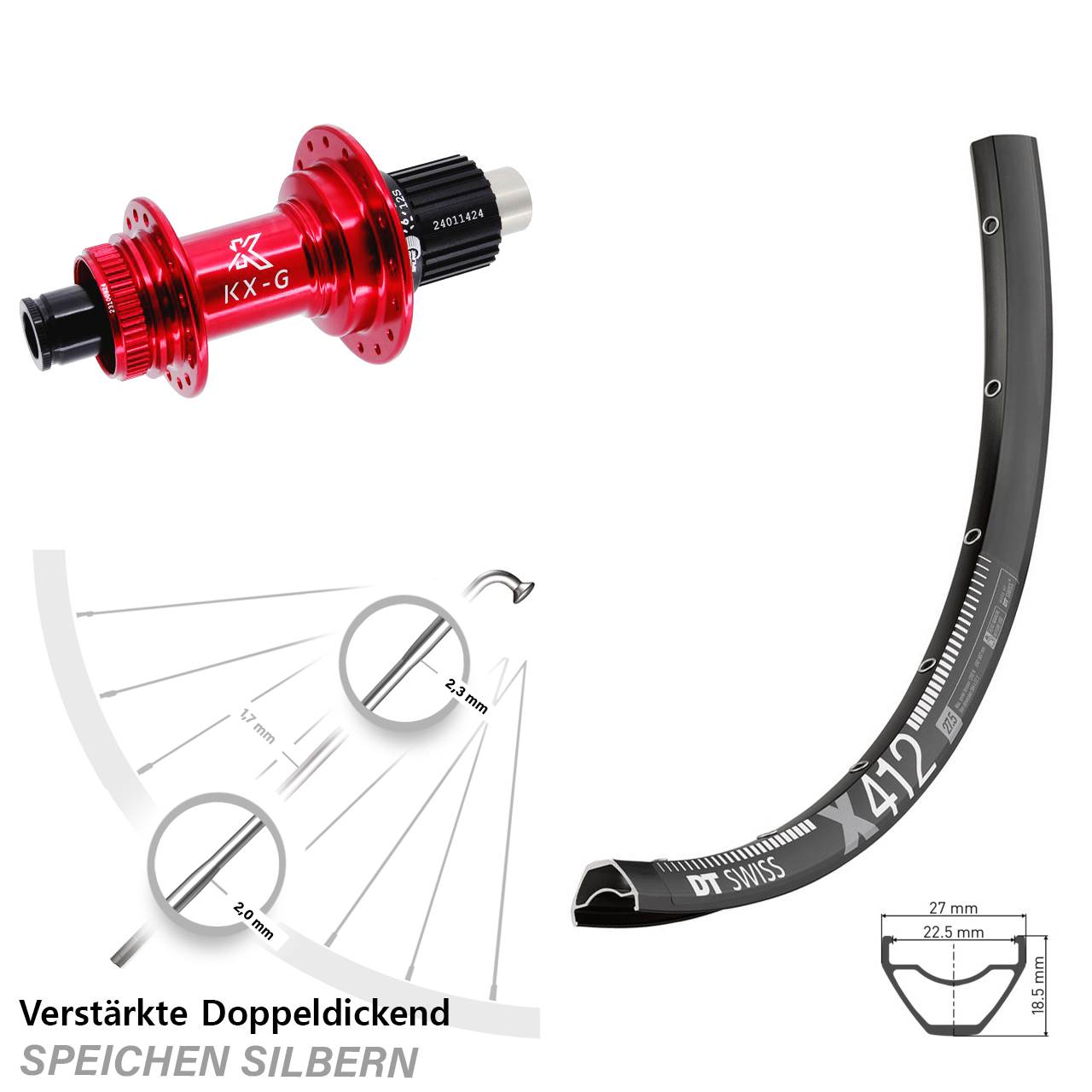 Disc Laufrad 29 Zoll DT Swiss X412 KX-G rot Micro Spline 12x142