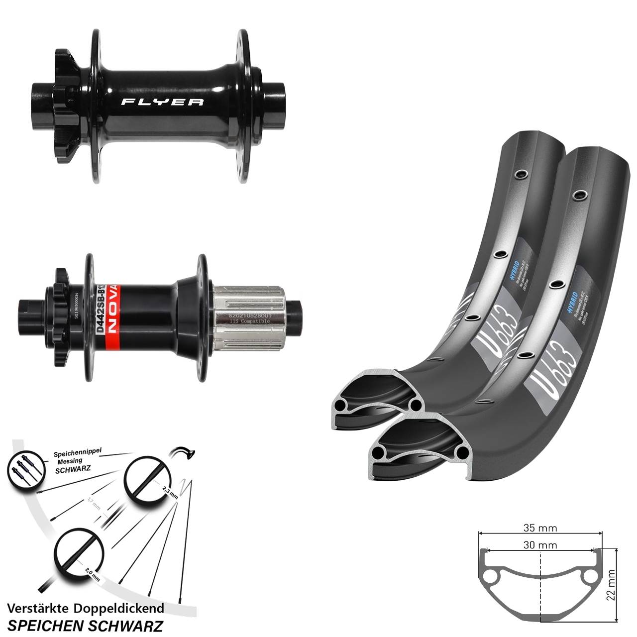 29 Zoll DT Swiss U 663 Formula DC711 Novatec D442 6-Loch Laufradsatz Boost 8-12 fach HG