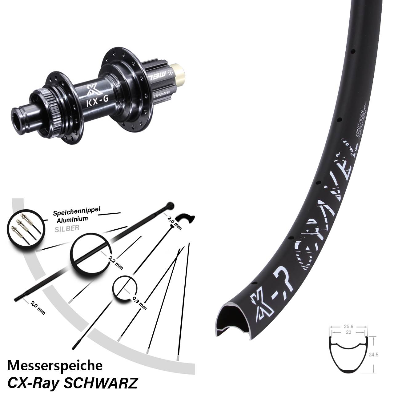 Disc Hinterrad 28 Zoll KX-R Gravel Campa N3W 12x142 Messerspeiche CX-Ray