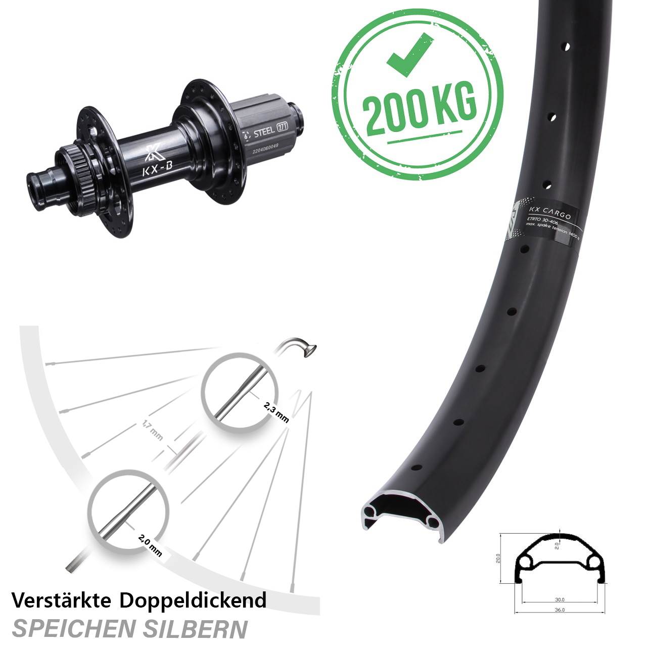 Hinterrad Centerlock 29 Zoll KX-BS Cargo 8-12 fach 12x148