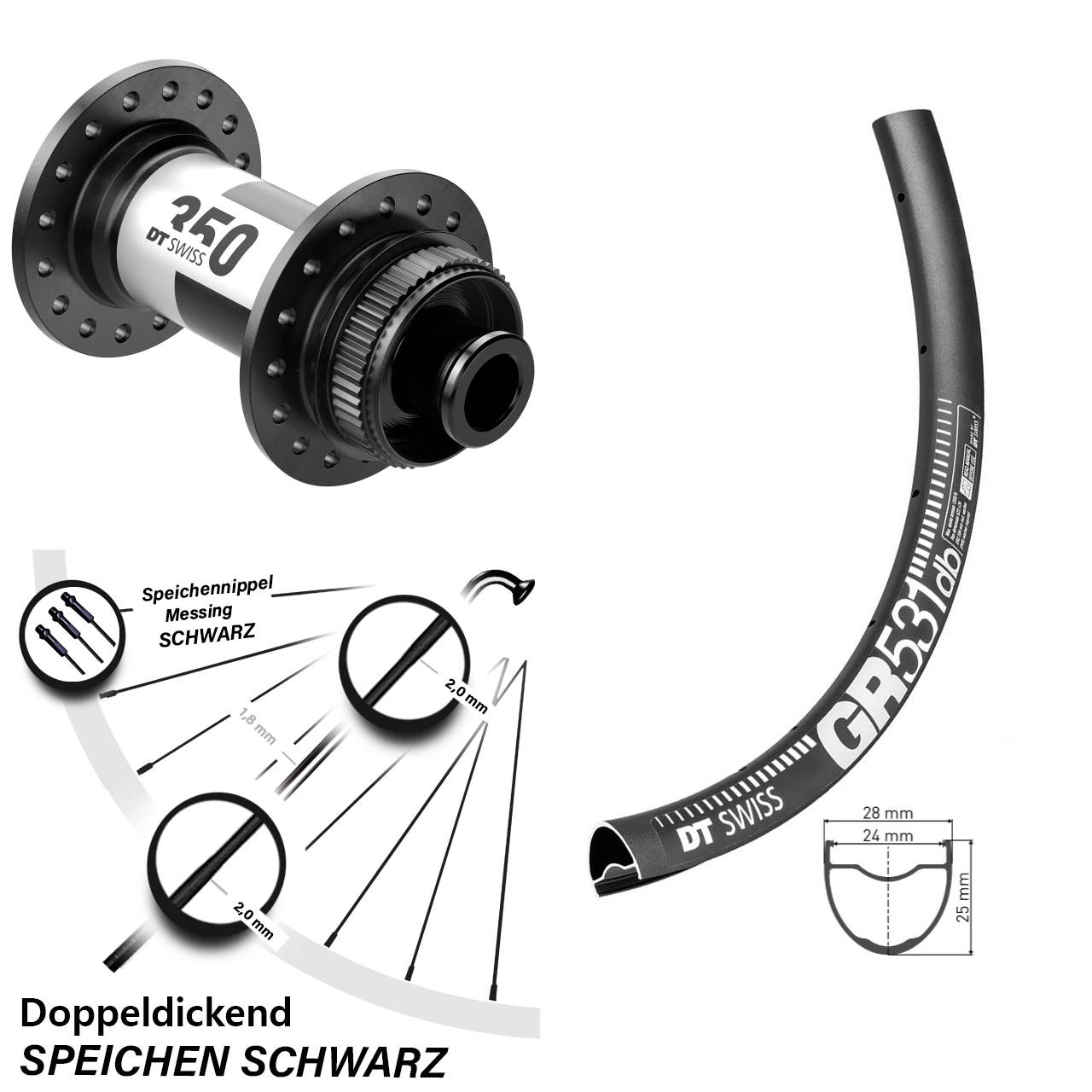 28-29 Zoll Vorderrad GR 531 DT Swiss 350 Centerlock 12x100 mm Gravel