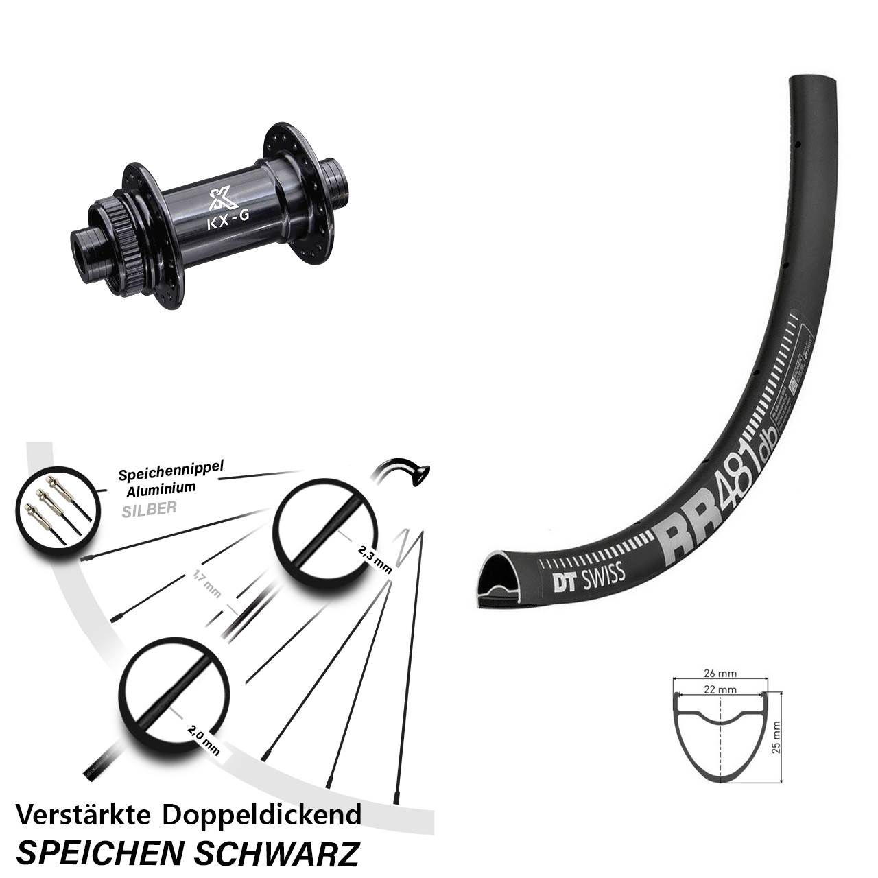 Centerlock Vorderrad 12x100 28 Zoll DT Swiss RR481 KX-G