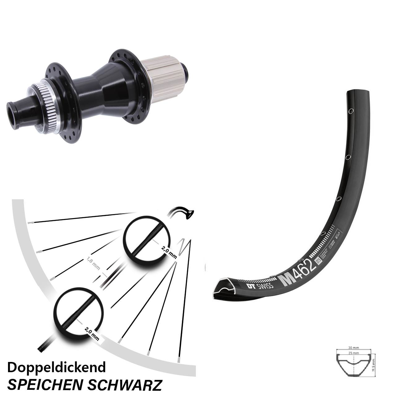 Centerlock Hinterrad 27,5 Zoll DT Swiss M 462 Novatec CL-142 8-12 fach 12x142