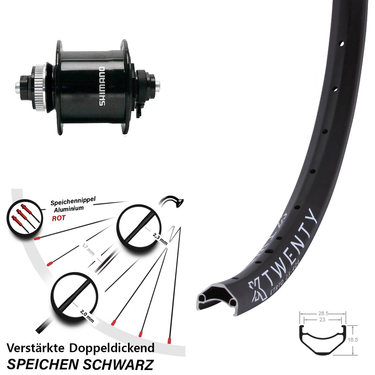 Vorderrad 20 Zoll KX Twenty Shimano DH-UR700 Centerlock