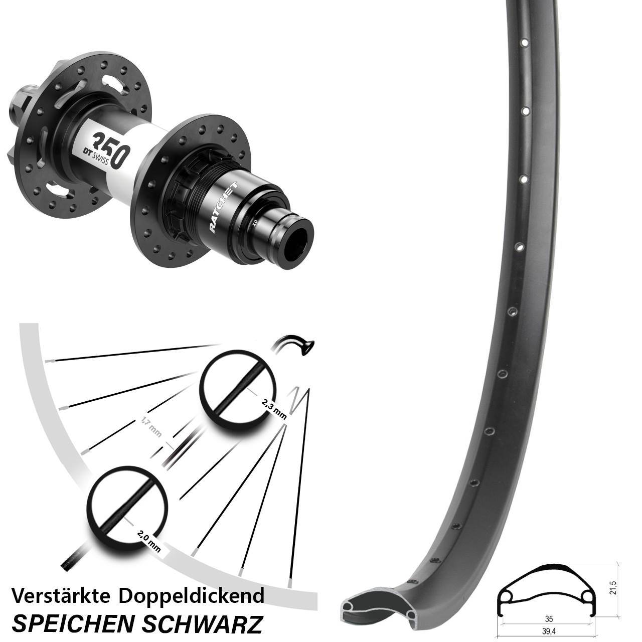 Disc Hinterrad 12x142 27,5 Zoll Ambrosio E35 DT Swiss 350 XD