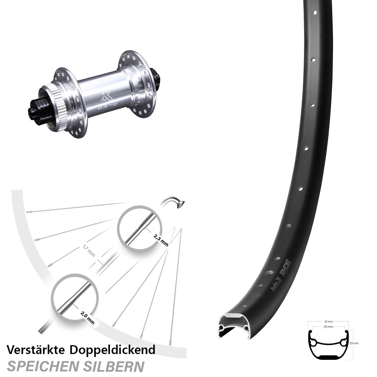 Disc Vorderrad für Schnellspanner 28 Zoll Ryde Andra 25 KX-G