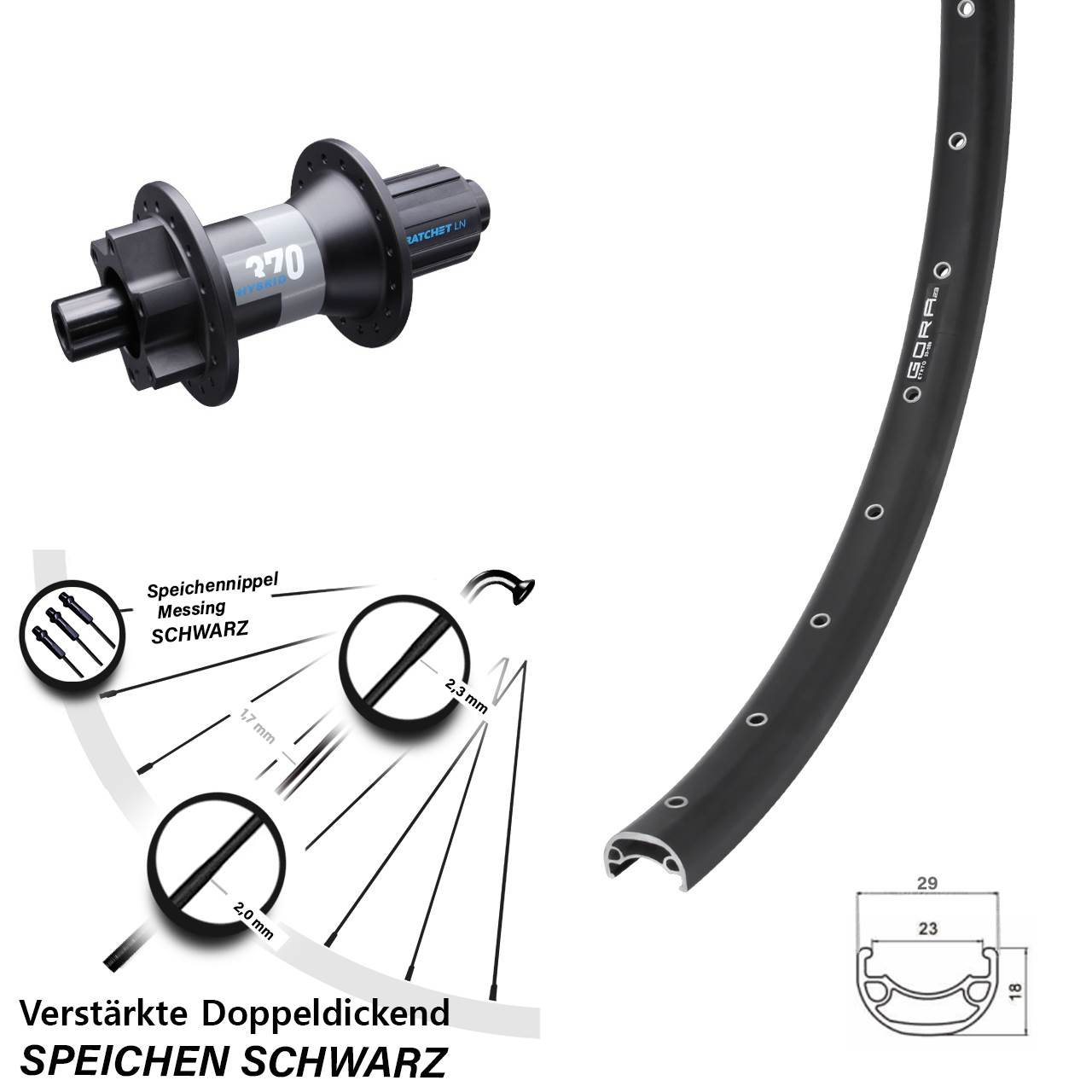 Boost Disc Hinterrad 12x148 28 Zoll Gora 23 DT Swiss Hybrid 370 8-11 fach
