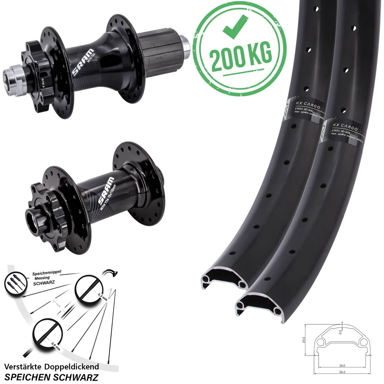 KX Cargo Sram 716 746 27,5 Zoll Disc Laufradsatz Boost 8-11 fach