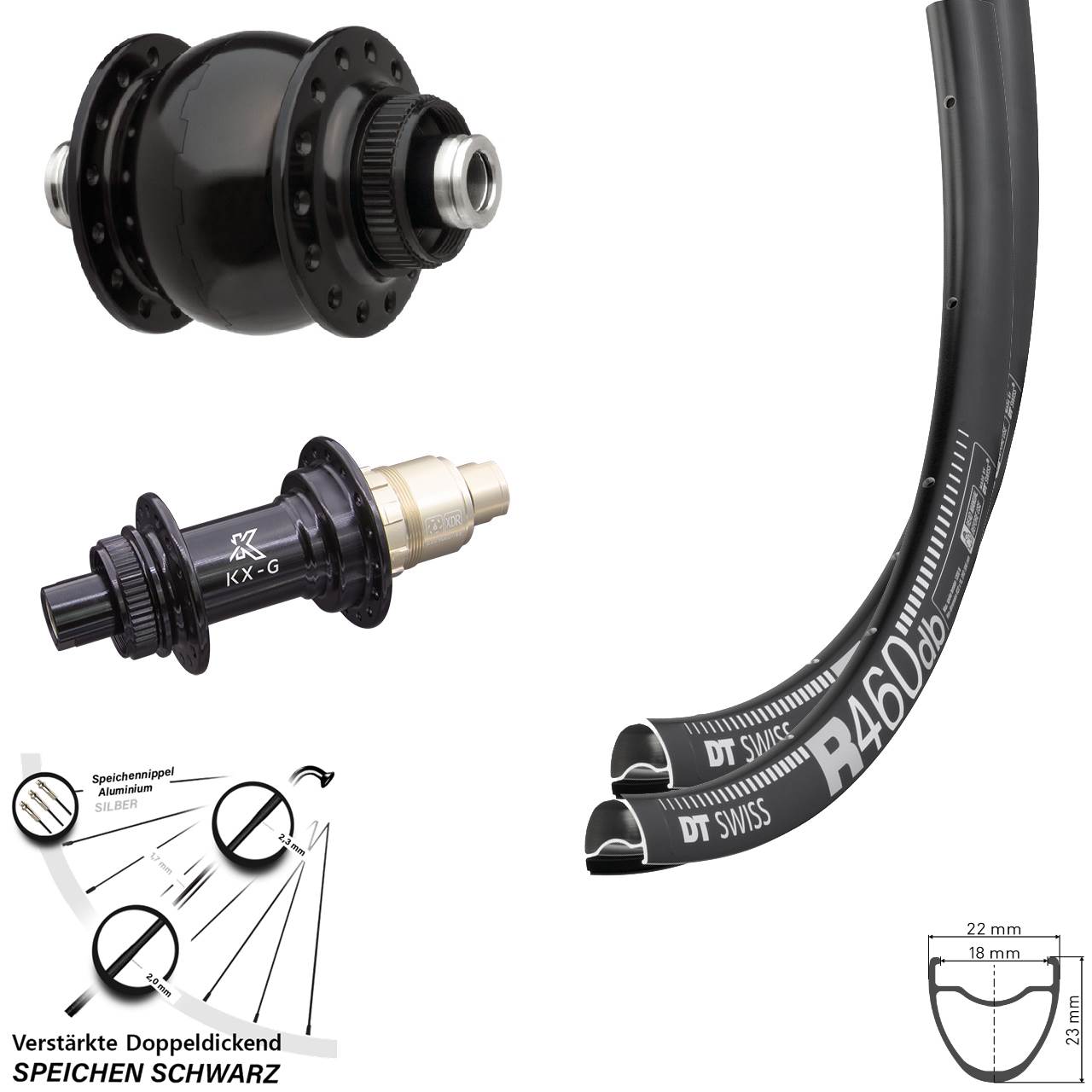 Centerlock Laufradsatz 28 Zoll DT Swiss R 460 Disc KX-G SONdelux XDR 12x100/142