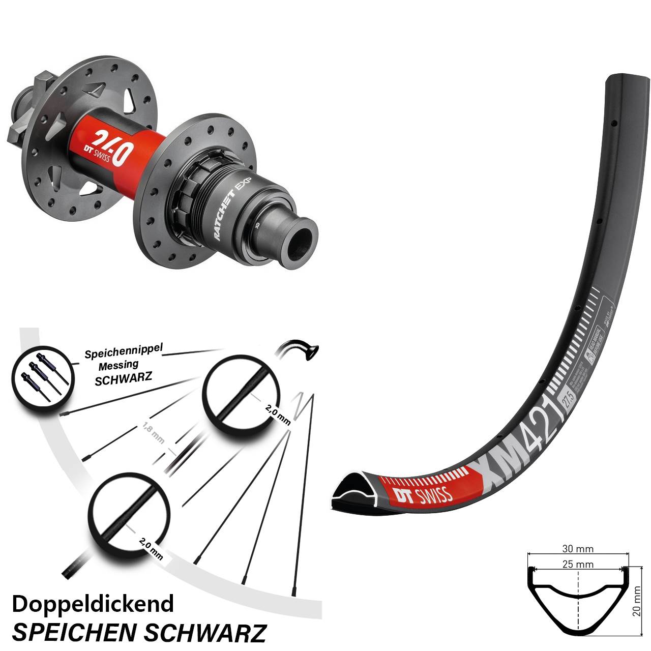 650B DT Swiss XM421-240 EXP Disc Hinterrad 12x148 SRAM XD