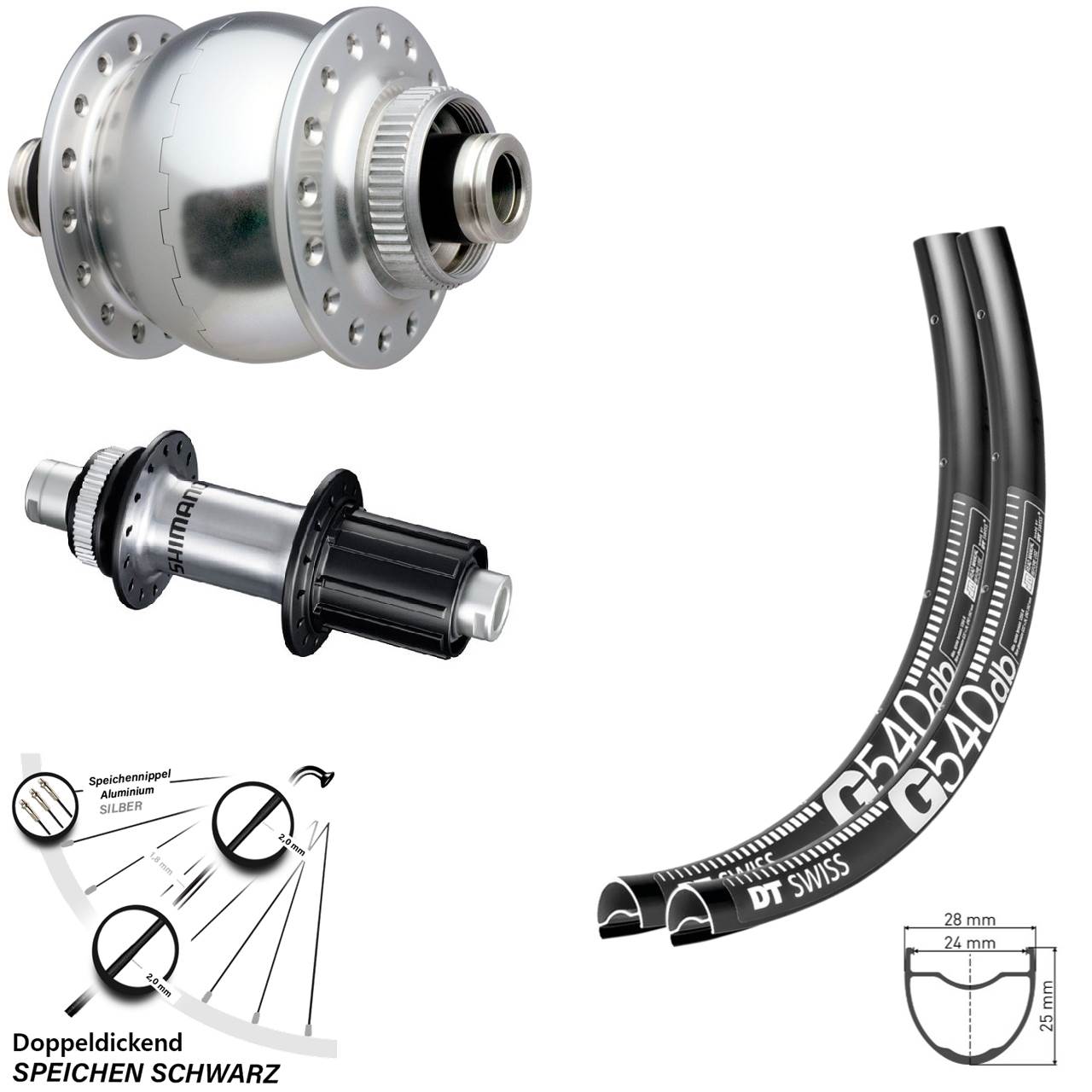 Disc Laufradsatz 28 Zoll DT Swiss G540 SONdelux Shimano RS770 8-12 fach 12x100/142