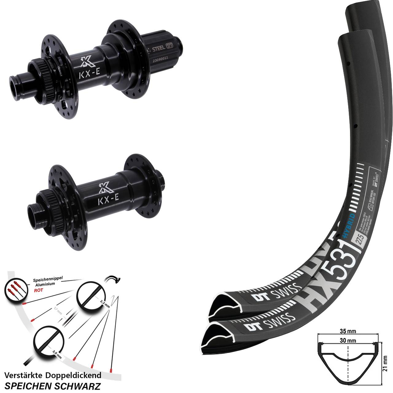 DT Swiss HX 531 KX-E Heavy Duty 29 Zoll Laufradsatz 15x110 12x148 8-12 fach
