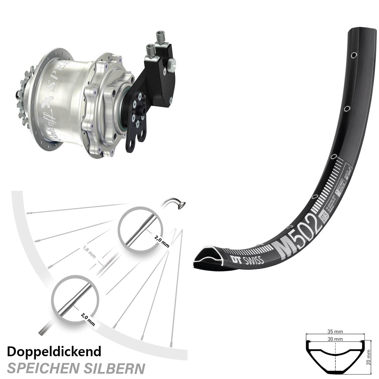 DT Swiss M 502 Rohloff Speedhub 500/14 CC DB 29 Zoll Disc Laufrad