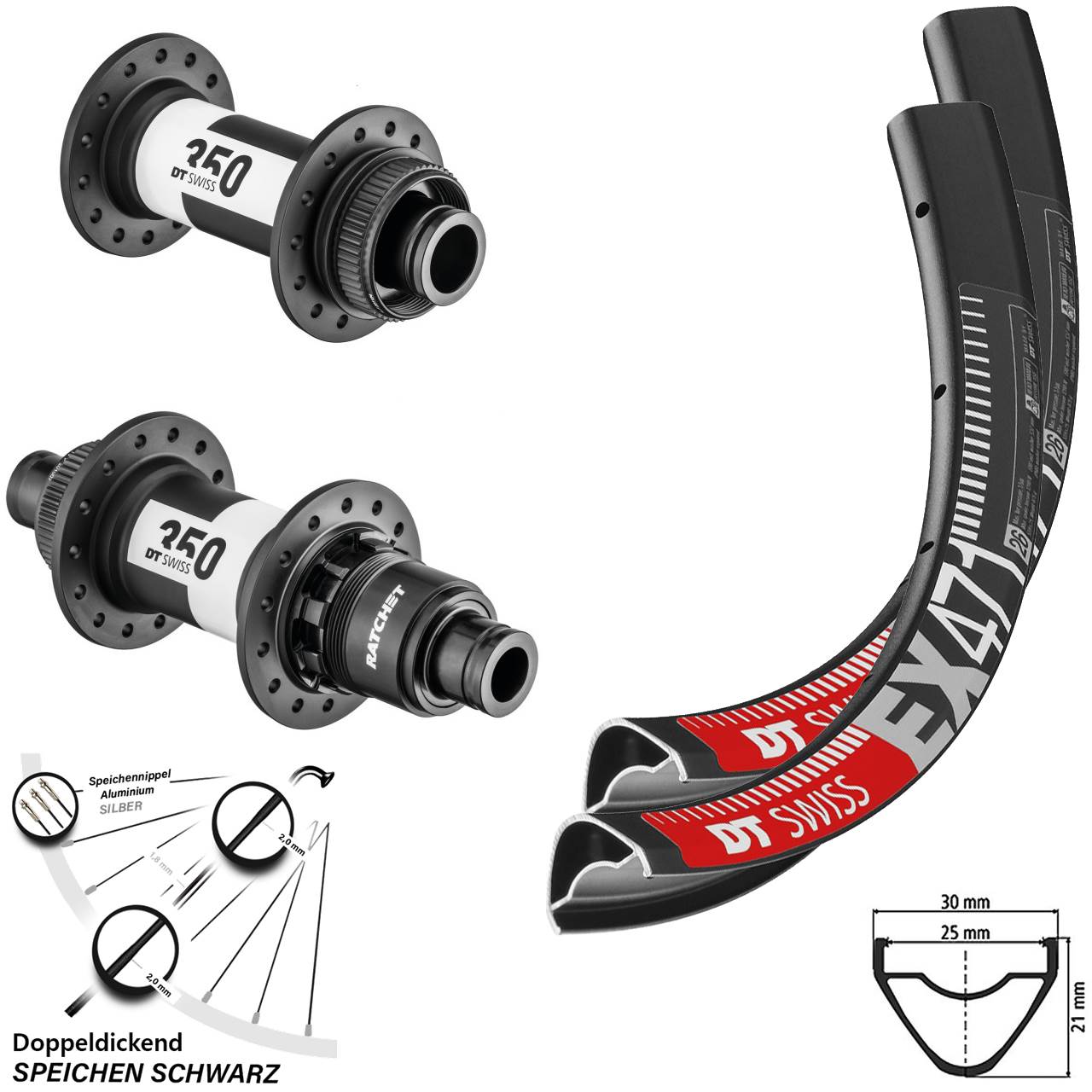 Boost 29 Zoll Laufradsatz Centerlock 15x110 12x148 DT Swiss 350-EX471 Sram XD