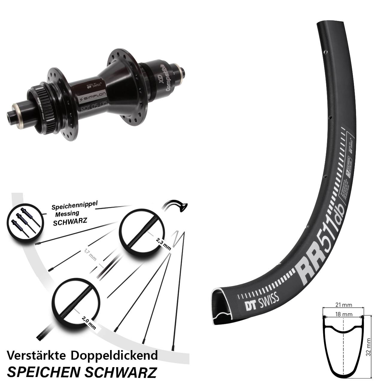 DT Swiss RR 511-370 28 Zoll Centerlock Hinterrad QR XD