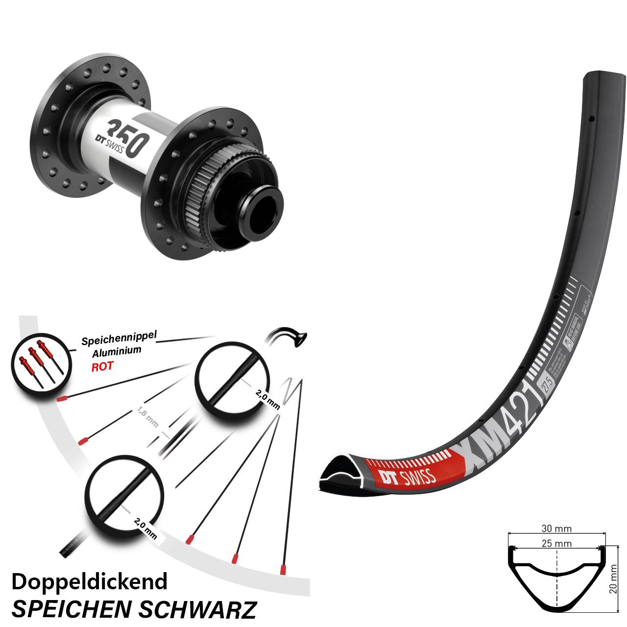Laufrad 29 Zoll DT Swiss XM 421 Disc-350 12x100 Centerlock