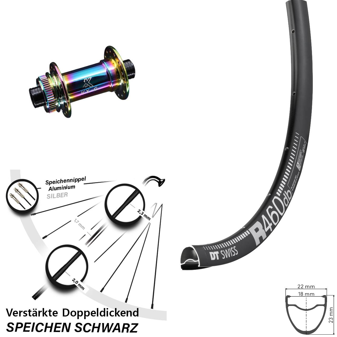 Disc Laufrad 12x100 28 Zoll DT Swiss R 460 KX-G Oilslick