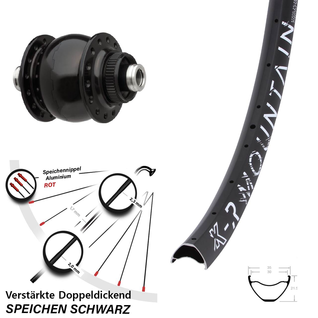 Centerlock Dynamo-Vorderrad 12x100 29 Zoll KX-R Mountain SONdelux