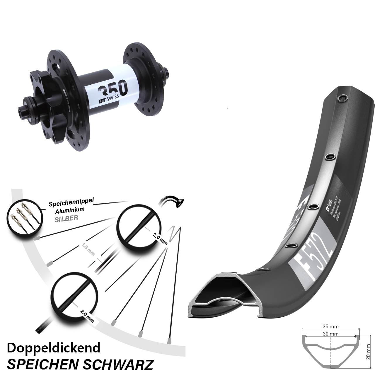 29 Zoll DT Swiss F572-350 Disc Laufrad für Schnellspanner