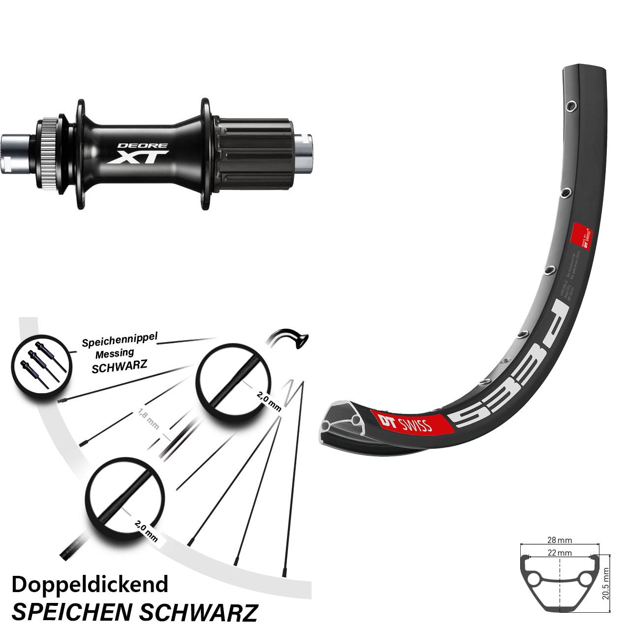 Disc Hinterrad 12x148 27,5 Zoll DT Swiss 533 D Shimano XT 8-11 fach HG
