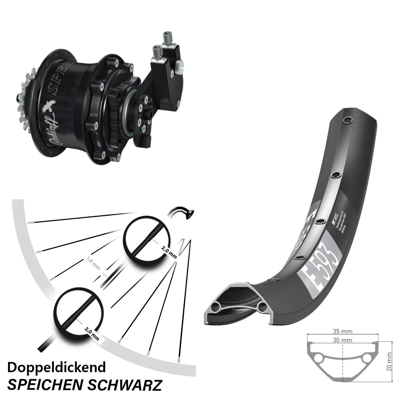 29 Zoll DT Swiss E 593 Rohloff CC DB OEM Tandem