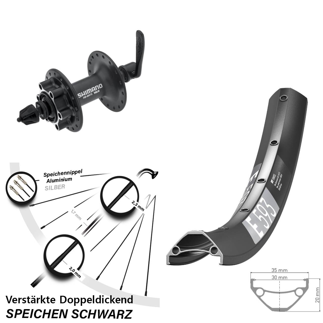 29 Zoll DT Swiss E593 Shimano Alivio Disc Laufrad QR