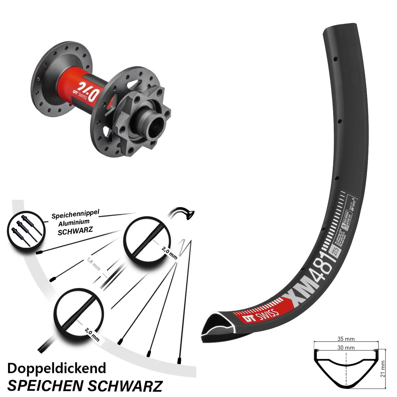 Boost Vorderrad 6-Loch 15x110 27,5 Zoll DT Swiss XM481-240