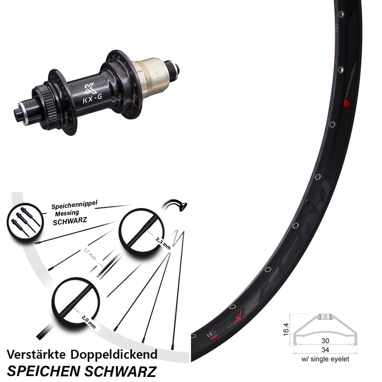 Hinterrad Centerlock für Schnellspanner 650B Rodi Ready 30 KX-G SRAM XDR